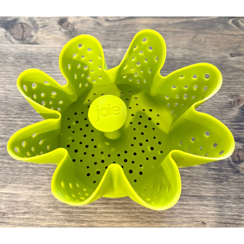 Joie Silicone Vegetable Steamer Basket Lime Green Flower Design Kitchen Tool